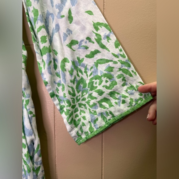 Oscar De La Renta Long Kaftan Tunic Dress Size Medium Printed Blue Green - Picture 4 of 8